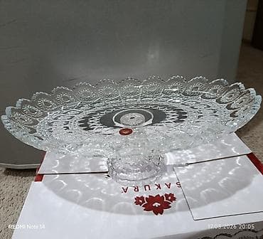 Şüşə/qədər kristal ayaqlı meyvə və şirniyyat boşqabı - Brend: Sakura