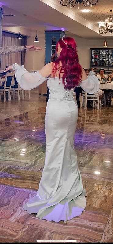 ziyafet geyim: Zərif ziyafət/gecə geyimi - Rəng: açıq gümüşü–açıq mavi ton - Model — 4