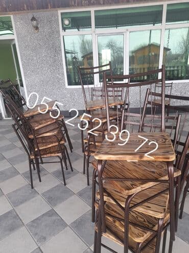 stol və stul dəstləri: Yeni, Dördbucaq masa, 4 stul, Açılmayan, Stullar ilə, Taxta, Azərbaycan — 7