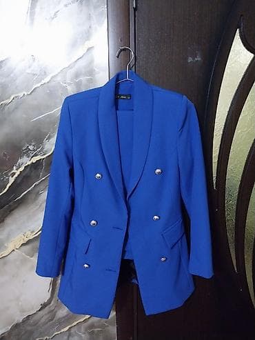 paraşut şalvar: Qadın kostyumu – kobalt mavi rəngdə 2 parçalı dəst - Üst: ikiqat — 1