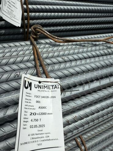 işləmiş taxda: UNIMETAL şirkətindən ГОСТ 34028-2016 standartına uyğun, A500C sinifli — 1