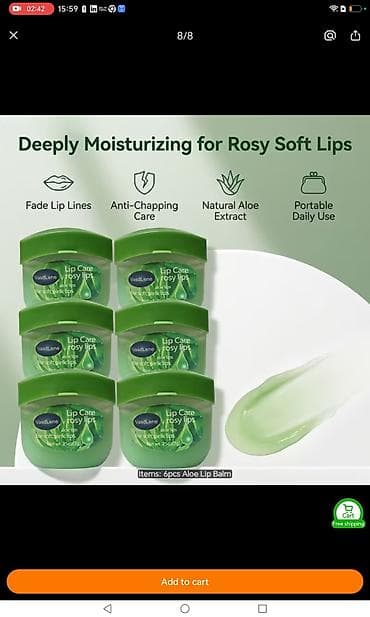 Məhsul: Aloe ekstraktlı dodaq balzamı (6 ədəd set) Xüsusiyyətlər: -