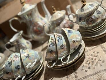 набор для рисования в баку: Çay dəsti, rəng - Qızılı, Farfor, 6 nəfərlik — 2