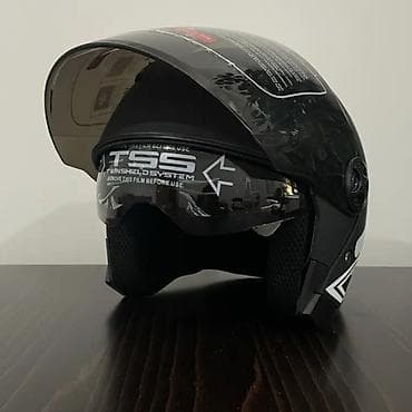 moto angel: Moto dəbilqə – qara, yarım-modular (açılan çənə hissəli) dizayn — 2