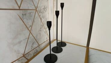 Картины и портреты: Minimalist şamdan dəsti – 3 ədəd - Material: metal, mat qara örtük - — 1