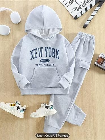 velür uşaq idman kostyumları: Uşaq üçün iki hissəli idman dəsti - Rəng: boz (серый) - Üst — 2