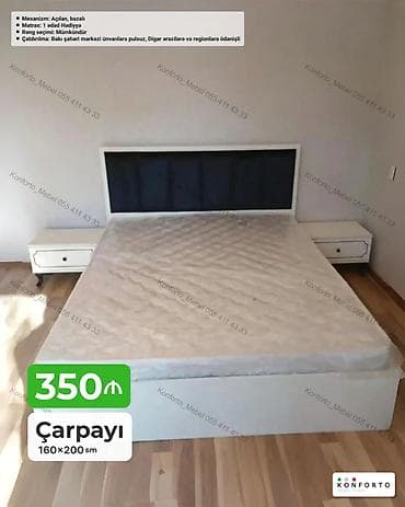 Çarpayı – 160×200 sm - Mexanizm: açılan, bazalı (anbar sahəsi ilə) -