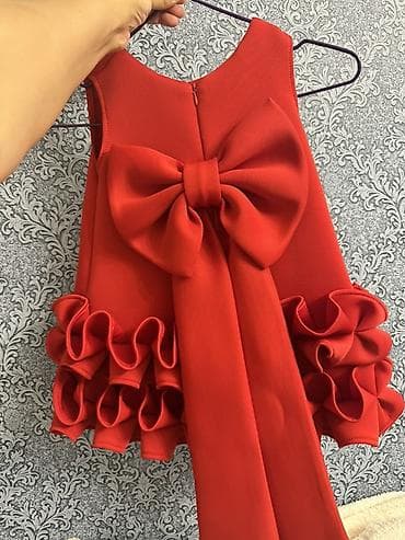 red valentino: Qırmızı rəngli qız uşağı paltarı - Model: A-kəsim, qolsuz - Dizayn — 1