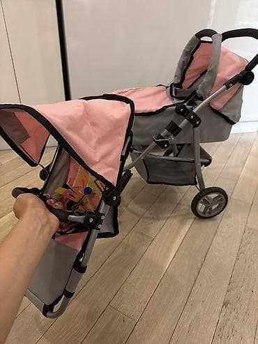 Oyun dəstləri: Uşaq üçün oyuncağ bebek arabası - Rəng: açıq çəhrayı və boz - Tip — 3