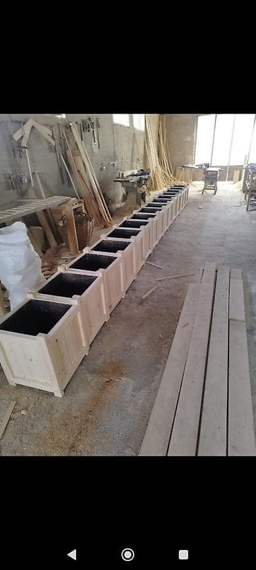Ağacdan dekorativ güldan/qutu tipli dibçəklər - Material: təbii ağac