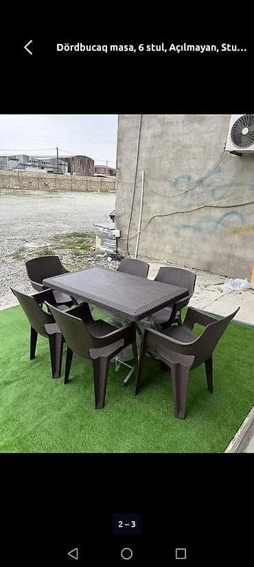 bağ ucun stol: 6 nəfərlik bağ və balkon masa dəsti - Tərkib: 1 ədəd dördbucaqlı masa — 1