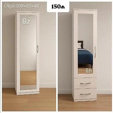 Aynalı tək qapılı şkaf - Ölçü: 200 × 55 × 45 sm (şəkildə göstərilib)