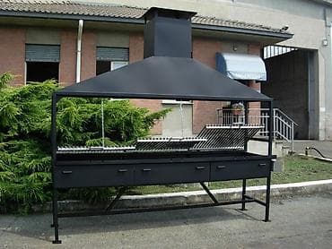 mangallar: Böyük ölçülü peşəkar açıq hava manqalı və tüstü çıxaran baca sistemli — 1