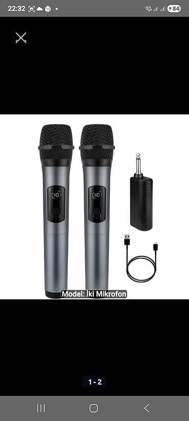 karaoke: İki ədəd simsiz mikrofon dəsti - Paket: 2 ədəd əl mikrofonu, 6.35 mm — 1