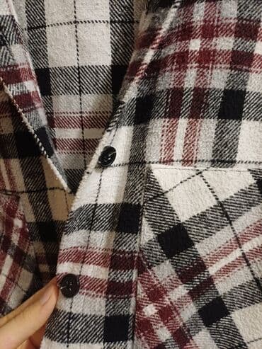 uzun qadın kardiqanları: Qadın üçün flanel jaket (qışlıq köynək-kurtka) - Naxış: ağ-qara-bordo — 3