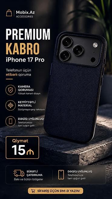 Premium KABRO – iPhone 17 Pro üçün - Telefon üçün etibarlı qoruma -