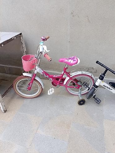 isma bike: Uşaq velosipedi – 16 düym - Rəng: çəhrayı/ağ, üzərində naxışlı — 3