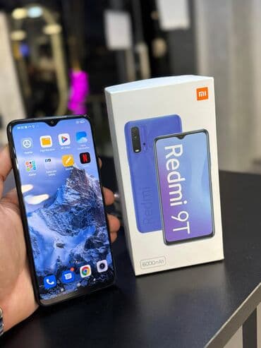 дисковый телефон: Redmi 9T, 128 ГБ, цвет - Синий, Две SIM карты — 1