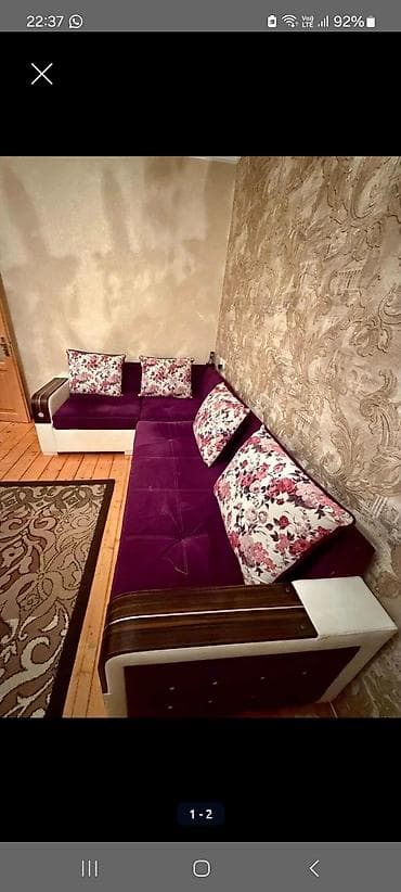 Divanlar: Künc divan, İşlənmiş, Açılan, Bazalı, Vеlur parça, Çatdırılma yoxdur — 2