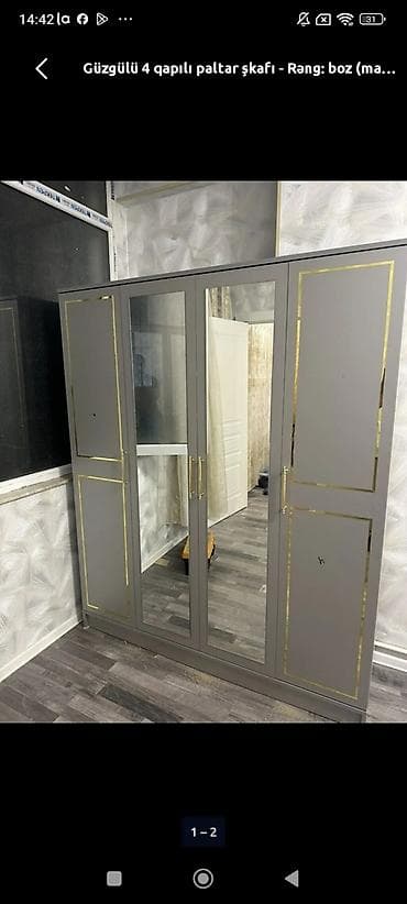 Güzgülü 4 qapılı paltar şkafı - Model: 4 qapılı, orta hissədə 2 ədəd — 2