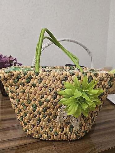 orginal canta: Təbii materiallardan toxunmuş yay çantası - Material: təbii liflərdən — 1