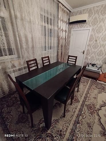 Masalar və oturacaqlar: Qonaq otağı üçün, Açılmayan, Dördbucaq masa, 6 stul — 2