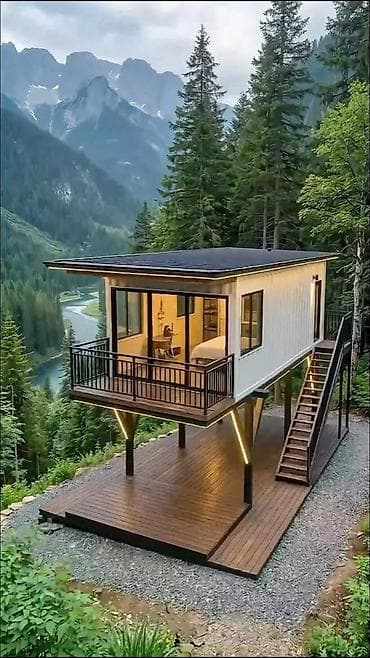 is elanlari usta: Müasir “lifted” tiny house – modul tipli dağ/meşə evi - Arxitektura — 2