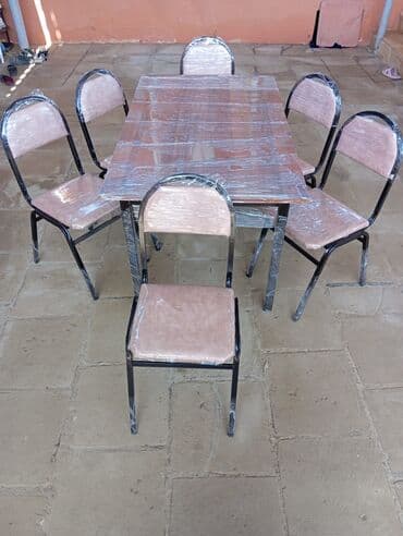 stol stul işlenmiş: Yeni, Dördbucaq masa, 6 stul, Açılmayan, Stullar ilə, Metal, Almaniya — 3