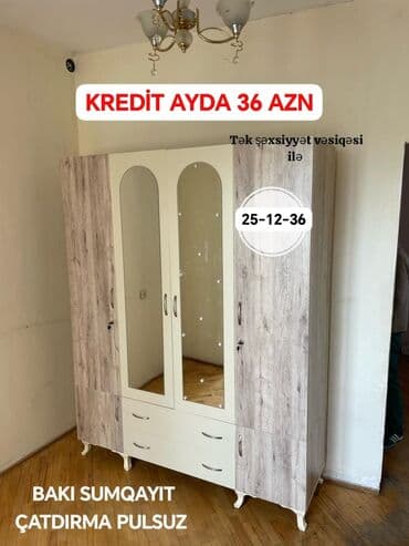paltar dolab: Yeni, 4 qapılı Düz dolab, Qarderob, paltar dolabı — 1