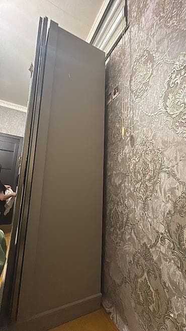 asma dolab: 3 qapılı, Güzgülü, Boz, Digər material, Kupe, Düz dolab — 4