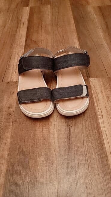 белые босоножки на тракторной подошве: İki kəmərli, velcro bağlamalı, tünd göy rəngdə uniseks sandal — 2