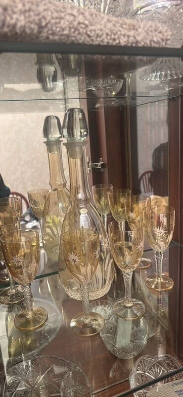 yuxuda xrustal qab görmek: Stəkanlar, rəng - Sarı, Xrustal, 12 ədədli dəst — 1