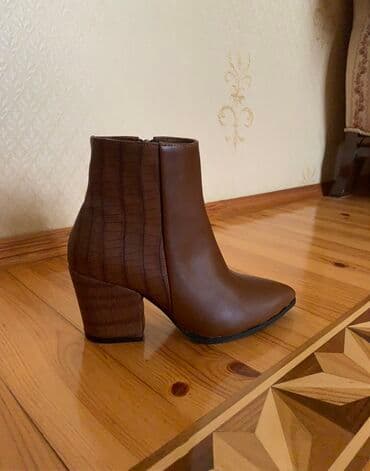 dəri qadın botilyonu: Ölçü: 39, rəng - Qəhvəyi, Yeni — 1