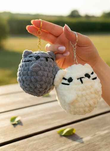 bardaçok azərbaycan dilində: Məhsul: Yumşaq pişik fiqurlu açarlıq - Material: toxunma plyüş/şamı — 1