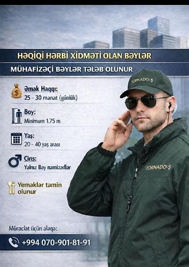 Mühafizəçi vakansiyası – Həqiqi hərbi xidməti olan bəylər üçün