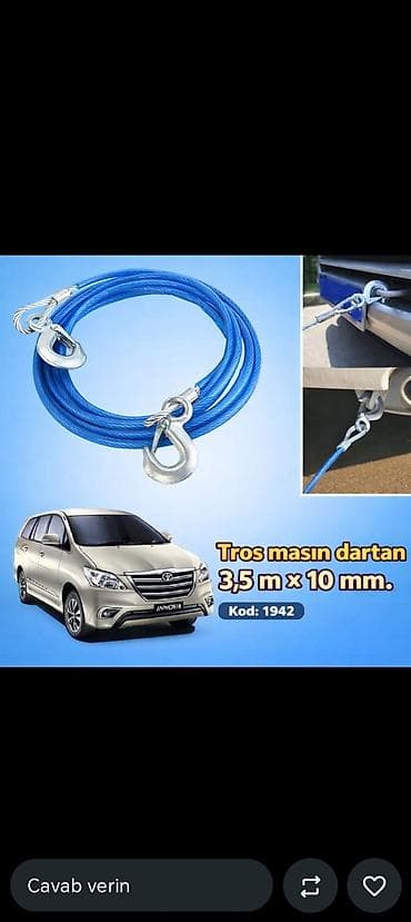 Avtomobil dartma trosu – 3,5 m x 10 mm Kod: 1942 - Möhkəm polad tros
