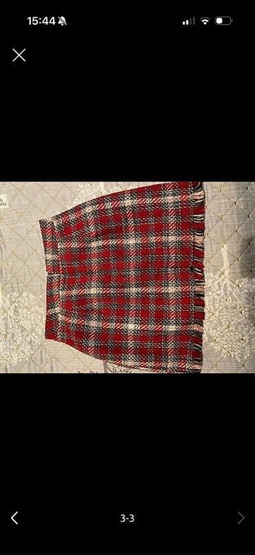 usta geyimi: Stradivarius ətək - Model: qısa/mini ətək - Naxış: qırmızı-ağ-qara — 3