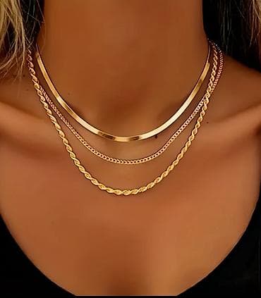 Qızıl suyuna salinib rəngi getmir Qızılı rəngli çoxqatlı boyunbağı