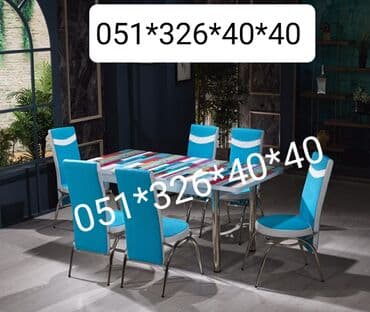 Masa və oturacaq dəstləri: Qonaq otağı üçün, Yeni, Açılmayan, Dördbucaq masa, 2 stul — 5