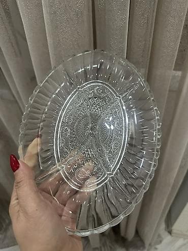 dibcek qabi: Şüşə bölməli servis boşqabı Cütü 4 manat - Material: şəffaf şüşə - — 1