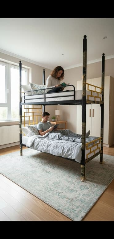 taxta 5x15: Oğlan və qız üçün, İşlənmiş, Çarpayı, Matrassız, Siyirməli, Dəmir — 1