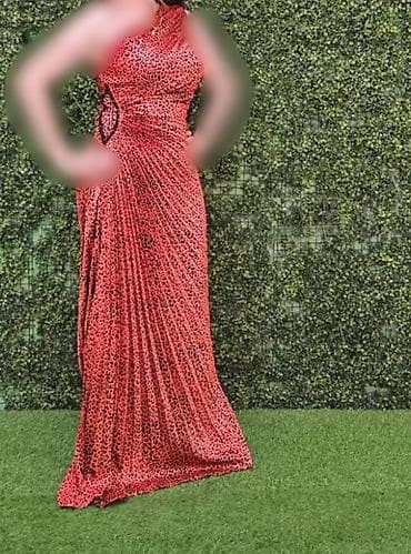 toy donu: Qırmızı-qara leopard naxışlı uzun ziyafət geyimi - Model: bir — 3