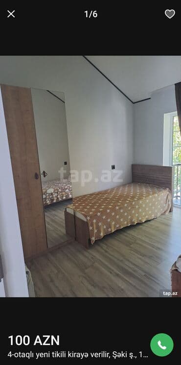 genclikde ayliq kiraye evler: Kirayə: 4 otaqlı mənzil, Şəki şəhəri Planlaşdırma və sahələr: - Açıq — 3