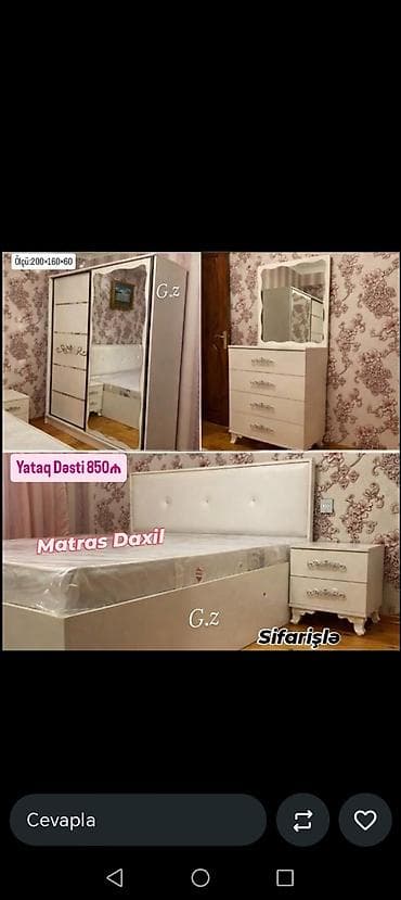 Yataq Dəsti – 850₼ • Dəst tərkibi: iki nəfərlik çarpayı (matras lalafo.az -da Yataq Dəsti – 850₼ • Dəst tərkibi: iki nəfərlik çarpayı (matras