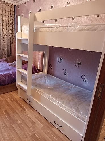 yatağ mebili: Oğlan və qız üçün, Yeni, Çarpayı, Matras ilə, Siyirməli, Laminat — 3