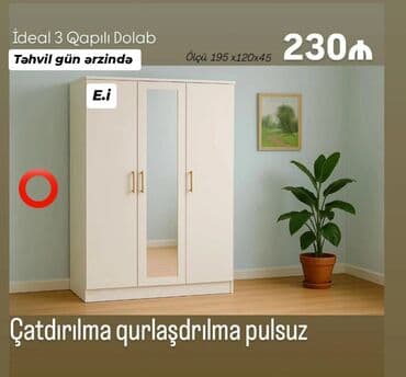 ruminiya mebeli: Yeni, Açılan, 3 qapılı Düz dolab, Qarderob, paltar dolabı — 1