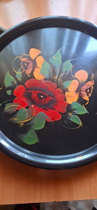 газонокосилка ручная: Поднос железный. Ручная роспись Жостовская фабрика декоративной — 7