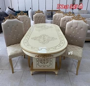 Qonaq otağı üçün, Oval masa, 6 stul
