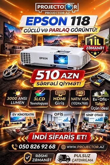 Smart TV bokslar: İşlənmiş Portativ Proyektor Epson, Ödənişli çatdırılma — 3