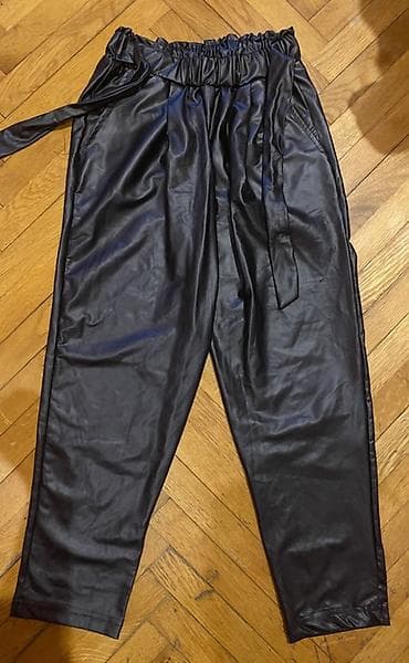 Bayram kostyumları: Qara eko‑dəri şalvar/leggins - Material: yumşaq, parıltılı eko‑dəri — 2